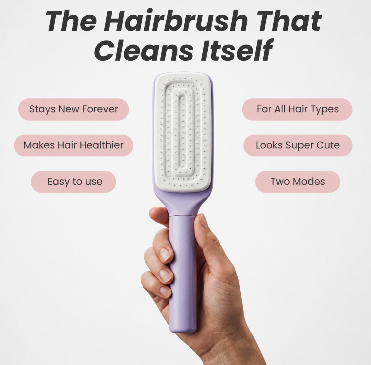 Self Cleaning Hair Brush for Women & Kids